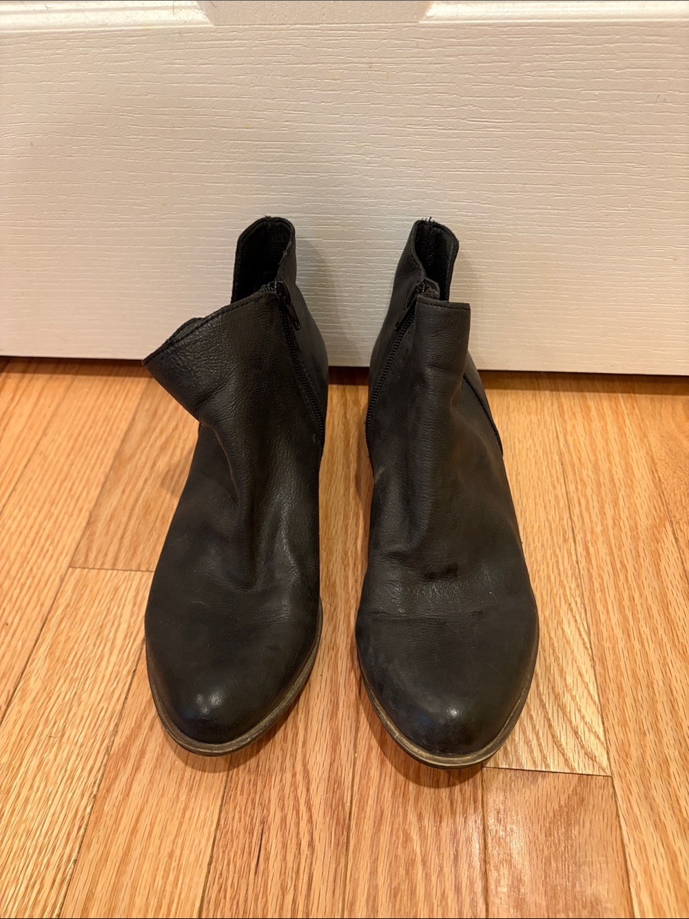 Lucky Brand Black Leather Ankle Booties with Side Zip